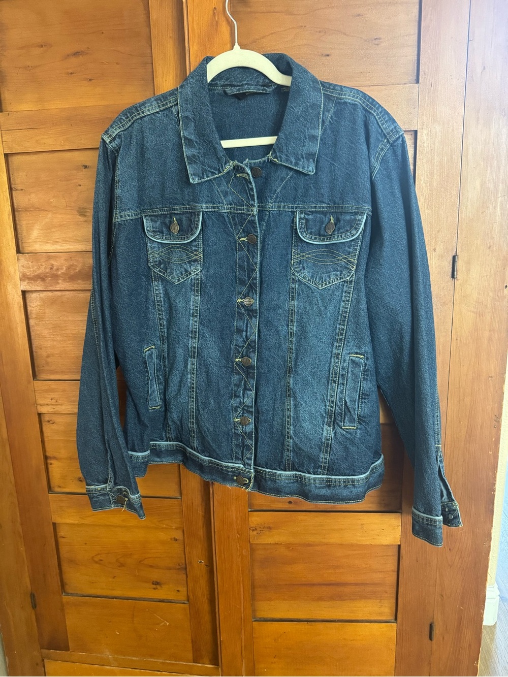 Madrid Dark Wash Denim Jacket Plus Size 3X Button Front Jean Trucker Jacket